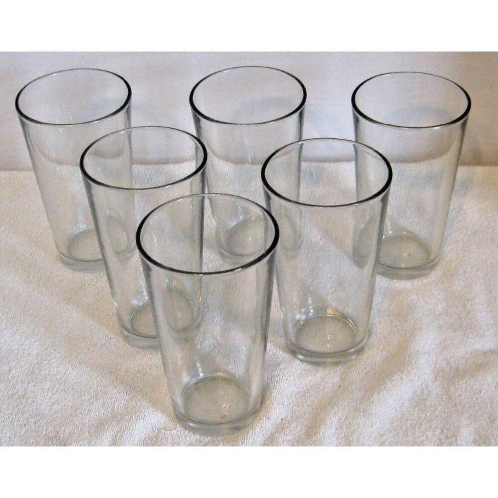 Anchor Hocking Beer Glass Clear Great Bar Quality Tempered Rim - 12 0Z SET OF 6